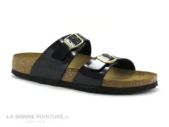 Birkenstock SIDNEY Birko Flor Vernis Noir - Boucle Or - BK1000551- Mule