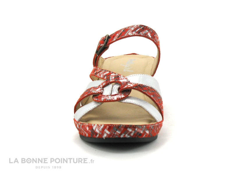 Pedi Girl SACI Rouge Argent - Mule Talon Compense 4 Pedi Girl SACI Rouge Argent - Mule Talon Compense – Image 2