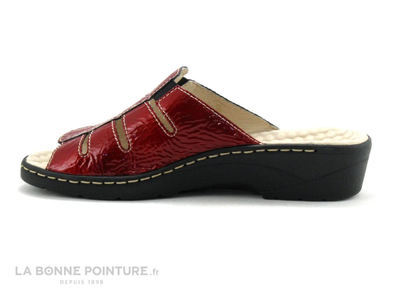 Pedi Girl DOMI - Rouge Verni - Mule Compensee Femme 5 Pedi Girl DOMI - Rouge Verni - Mule Compensee Femme – Image 3