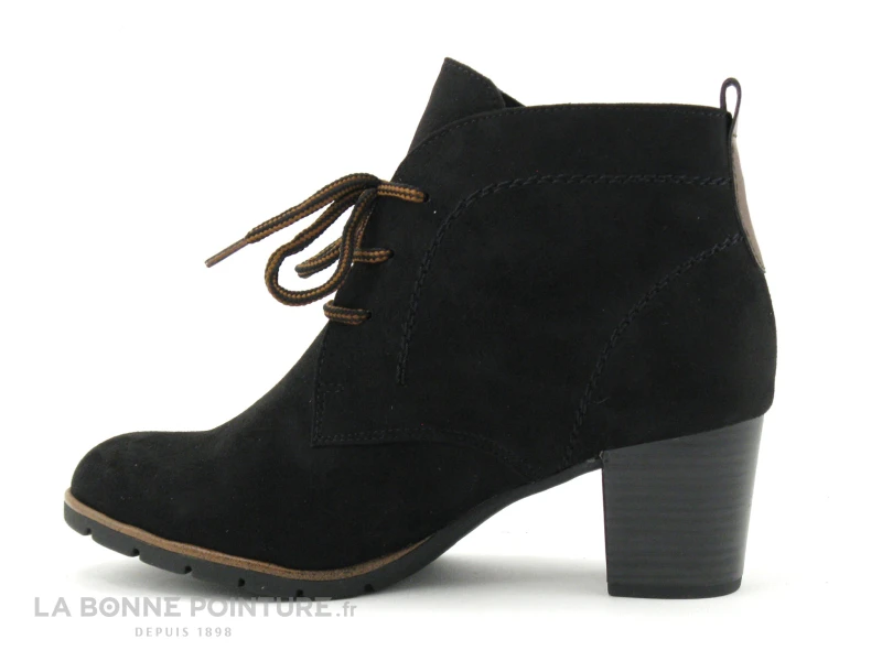 Marco Tozzi 2-25107-27 Black - Bottine Noire Talon - Lacet Marron 5 Marco Tozzi 2-25107-27 Black - Bottine Noire Talon - Lacet Marron – Image 3