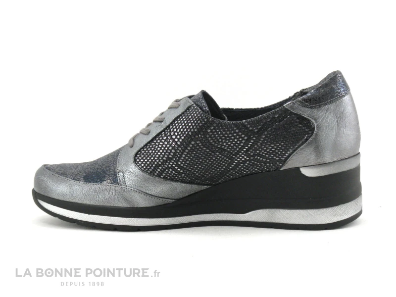 Inea LUTIN - Reptile Gris Noir - Chaussure Basse Compensee 5 Inea LUTIN - Reptile Gris Noir - Chaussure Basse Compensee – Image 3