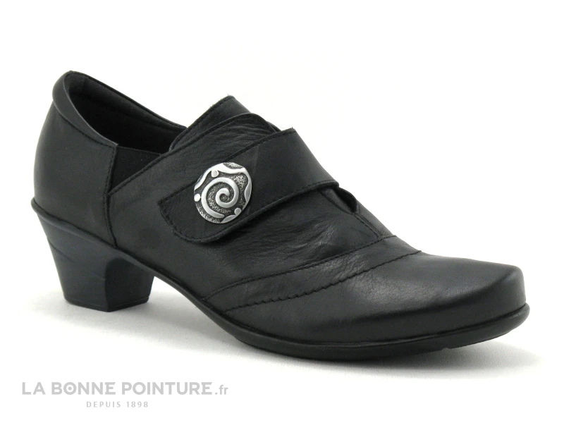Geo Reino CESITA Fripe Noir - Escarpin Petit Talon - Bride Velcro 3 Geo Reino CESITA Fripe Noir - Escarpin Petit Talon - Bride Velcro