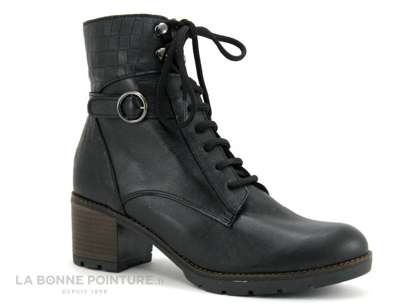 Jordana 60 Noir - Bottine A Lacet Cuir Noir - Talon Epais 3 Jordana 60 Noir - Bottine A Lacet Cuir Noir - Talon Epais