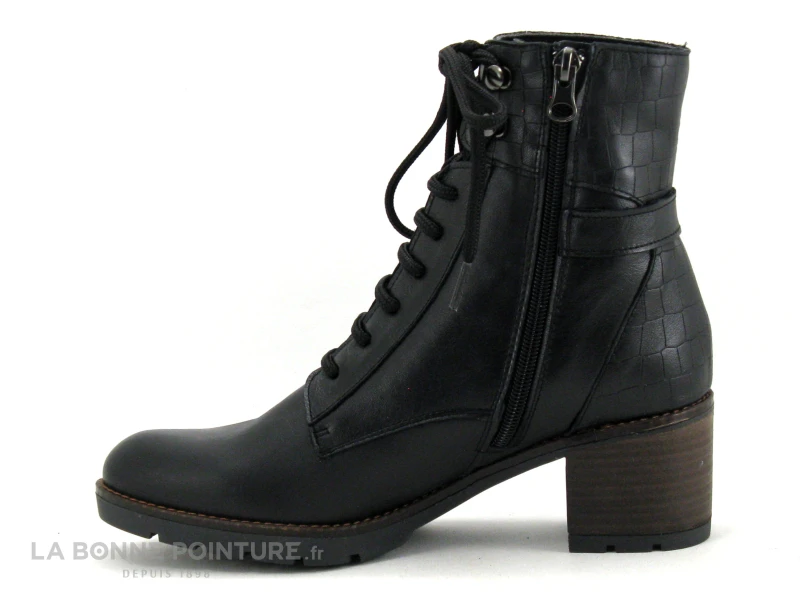 Jordana 60 Noir - Bottine A Lacet Cuir Noir - Talon Epais 5 Jordana 60 Noir - Bottine A Lacet Cuir Noir - Talon Epais – Image 3