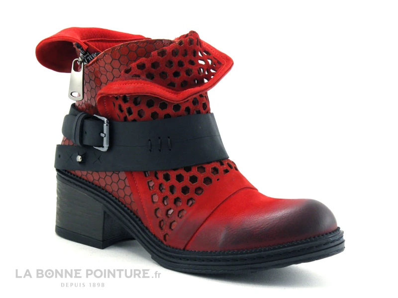 Lily Mood 050 5601 Red Nubuck - Bottine Rouge Hexagones 3 Lily Mood 050 5601 Red Nubuck - Bottine Rouge Hexagones