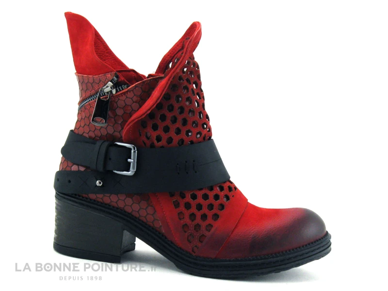 Lily Mood 050 5601 Red Nubuck - Bottine Rouge Hexagones 7 Lily Mood 050 5601 Red Nubuck - Bottine Rouge Hexagones – Image 5
