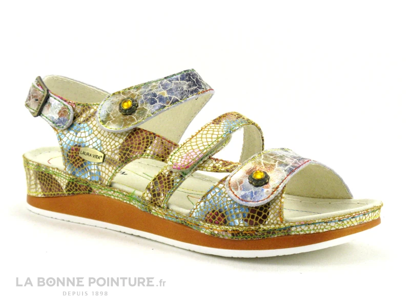 Laura Vita BRUEL 06 Dore - Nu-pieds Femme Reglable Avec Scratches 7 Laura Vita BRUEL 06 Dore - Nu-pieds Femme Reglable Avec Scratches – Image 5