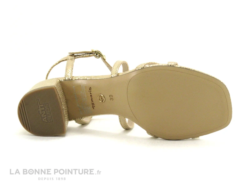 Tamaris 1-28204-20 Lt Gold Struct - Sandale Or Femme - Talon Carre 9 Tamaris 1-28204-20 Lt Gold Struct - Sandale Or Femme - Talon Carre – Image 7