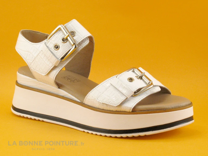 Geo Reino GIFABE Blanc - Nu-pieds Femme - Semelle Compensee 3 Geo Reino GIFABE Blanc - Nu-pieds Femme - Semelle Compensee