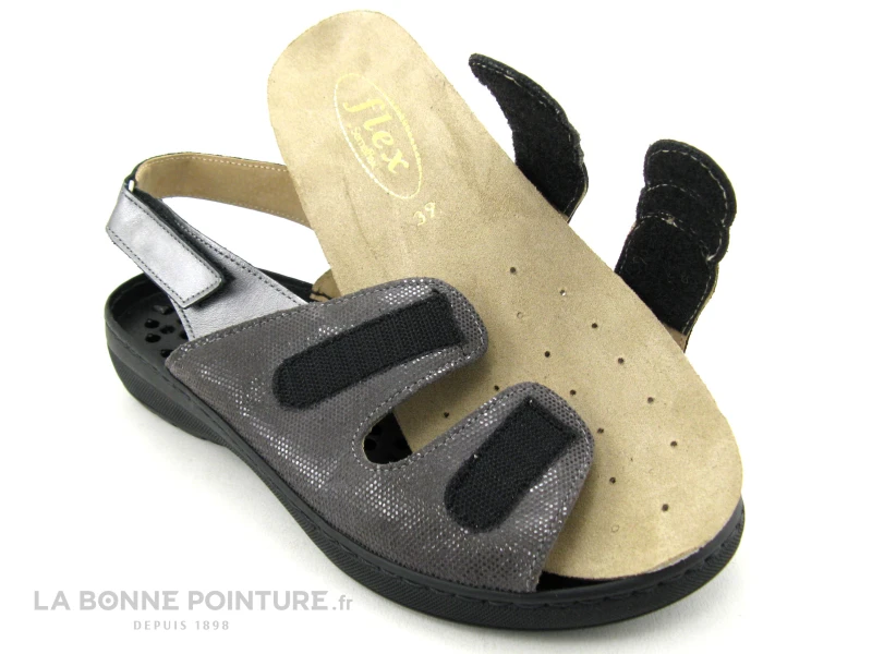 Semelflex GISELE 2 Punto Tresor - Sandale Confort Femme Gris - Argent 8 Semelflex GISELE 2 Punto Tresor - Sandale Confort Femme Gris - Argent – Image 6