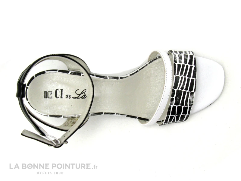 DE CI De La - VULPIN - Noir Blanc Croco - Sandale Talon Haut 8 DE CI De La - VULPIN - Noir Blanc Croco - Sandale Talon Haut – Image 6