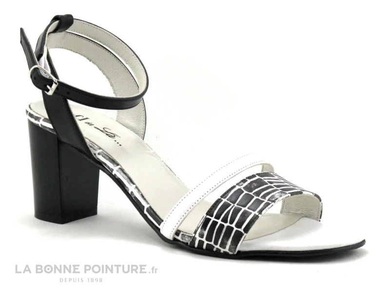 DE CI De La - VULPIN - Noir Blanc Croco - Sandale Talon Haut 3 DE CI De La - VULPIN - Noir Blanc Croco - Sandale Talon Haut