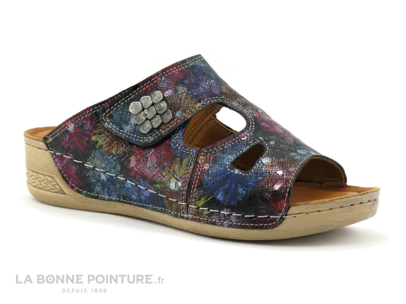 Loretta 6442PH Mule Cuir Femme - Black Floral 3 Loretta 6442PH Mule Cuir Femme - Black Floral