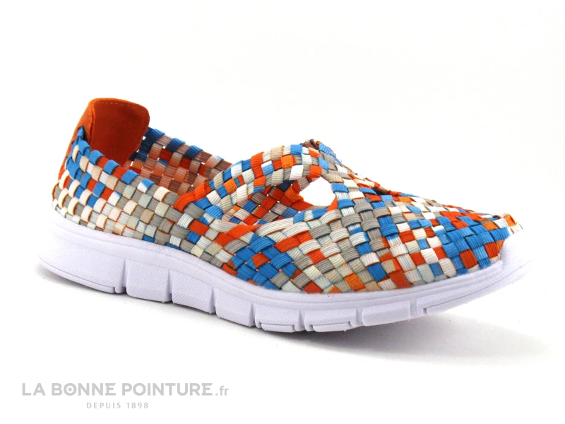 Morans KUBOKA Orange Turquoise - Basket Elastique Femme 3 Morans KUBOKA Orange Turquoise - Basket Elastique Femme