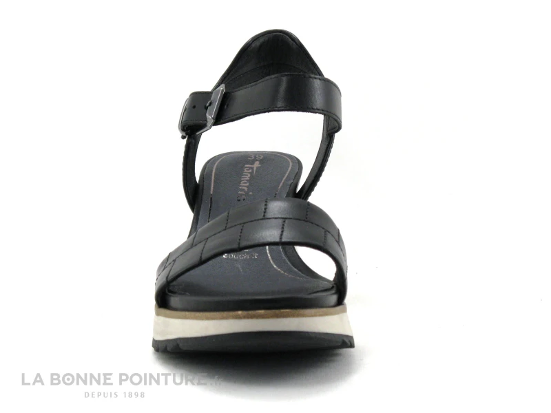 Tamaris 1-28015-28 Black - Sandale Compensee - Cuir Noir 4 Tamaris 1-28015-28 Black - Sandale Compensee - Cuir Noir – Image 2