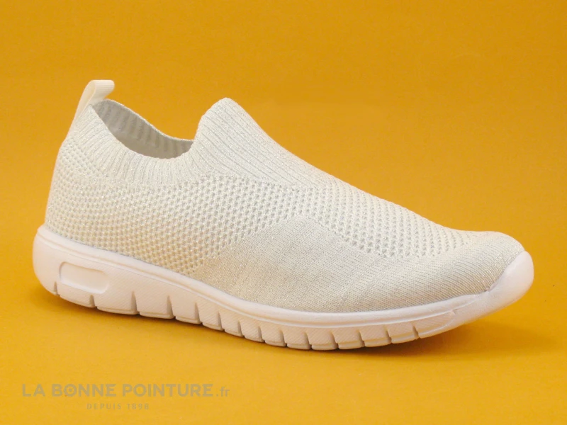 Morans KUBANA Blanc - Basket Slip-on Femme Avec Paillettes 3 Morans KUBANA Blanc - Basket Slip-on Femme Avec Paillettes