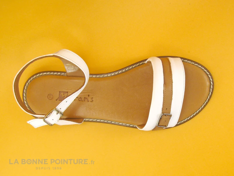 Morans EVORIA Blanc - Laniere Camel - Sandale Plate 7 Morans EVORIA Blanc - Laniere Camel - Sandale Plate – Image 5