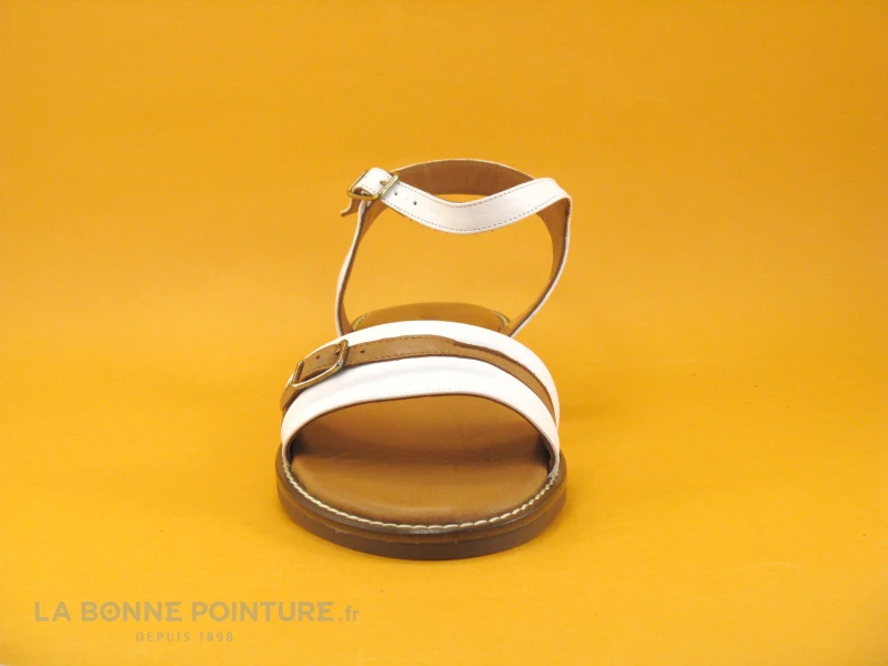 Morans EVORIA Blanc - Laniere Camel - Sandale Plate 4 Morans EVORIA Blanc - Laniere Camel - Sandale Plate – Image 2