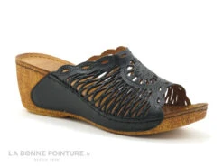 Karyoka GENI Noir - Mule Talon Compense Cuir Noir