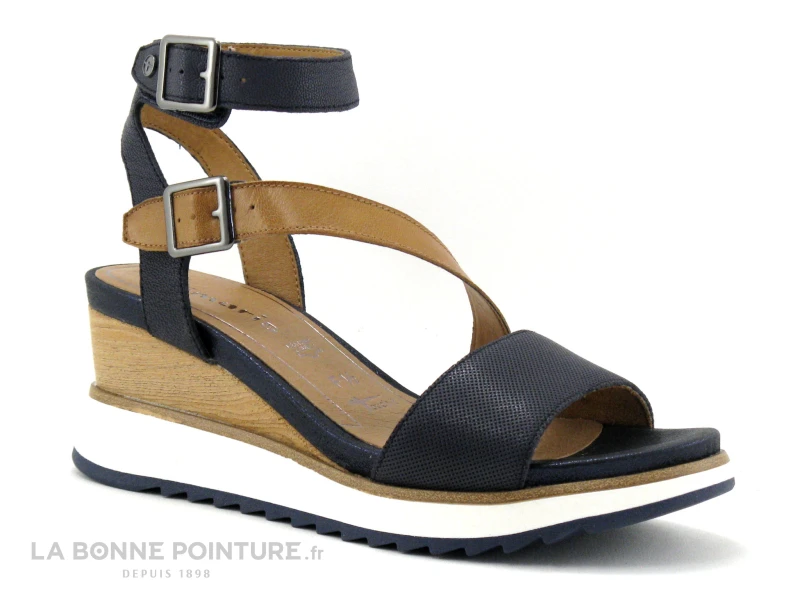 Tamaris 1-28021-26 839 Navy Nut - Sandale Talon Compense 3 Tamaris 1-28021-26 839 Navy Nut - Sandale Talon Compense