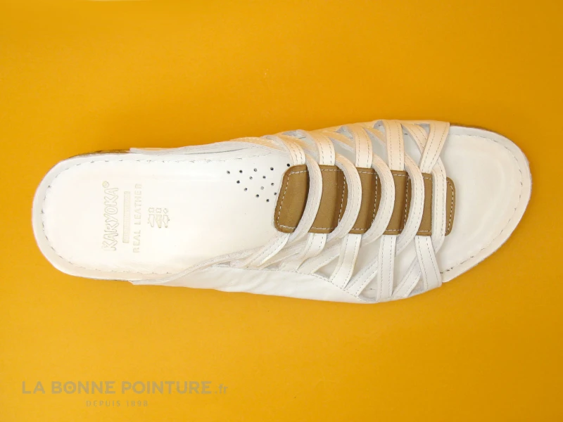 Karyoka DADOU Blanc - Mule Femme - Talon Compense 7 Karyoka DADOU Blanc - Mule Femme - Talon Compense – Image 5